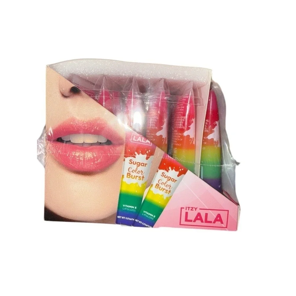 Itzy Lala Sugar Color Burst Vitamin E‎ Lip Gloss Display Box 24ct Rainbow